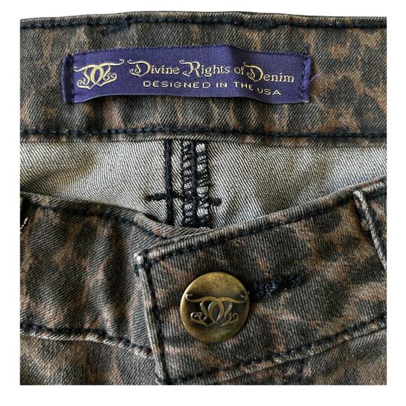 EUC Divine Rights of Denim Leopard High Rise Skinny Pants Brown Women's Size 27 - Picture 5 of 11